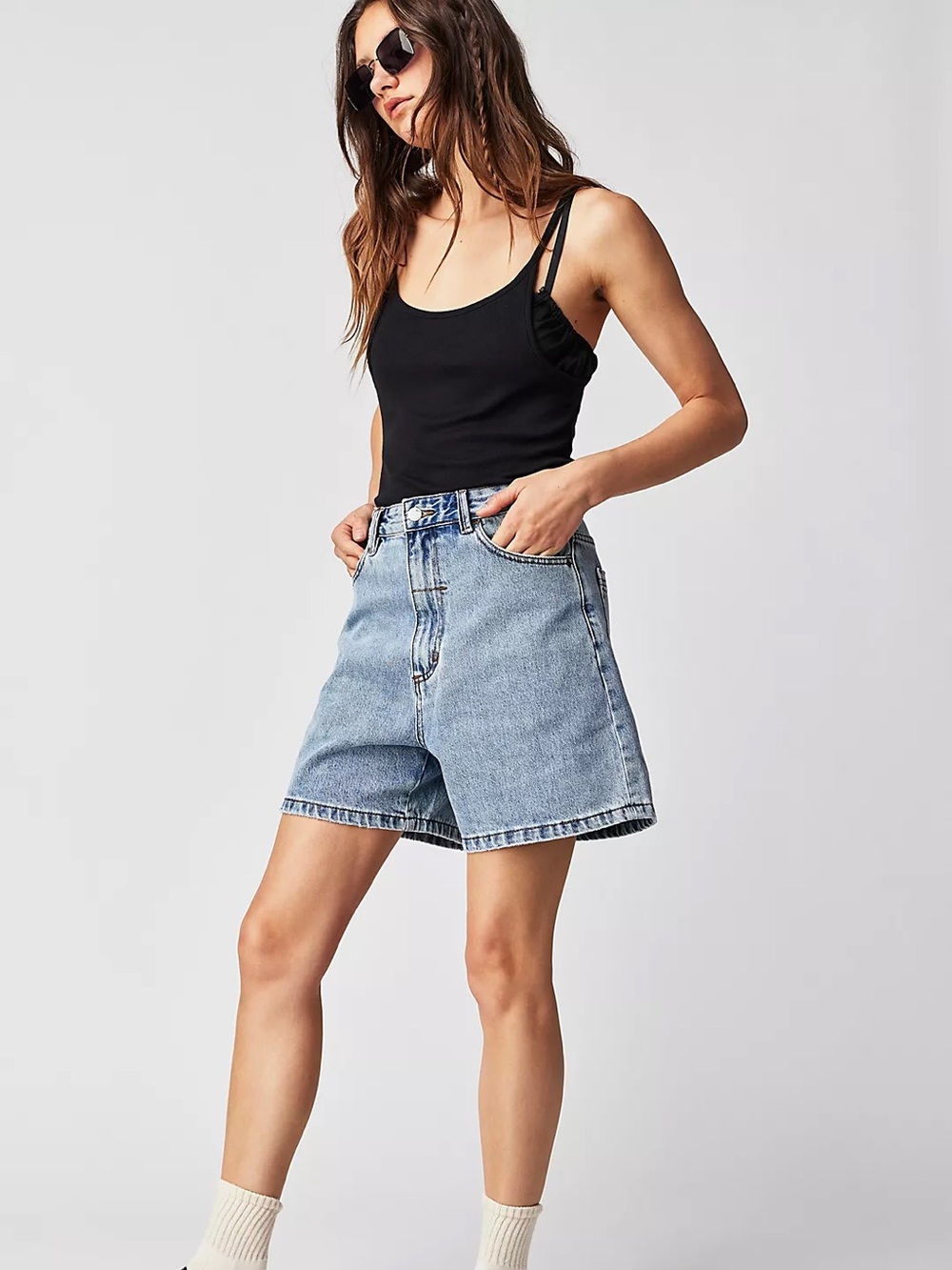 NWT Thrills Koko Denim Short US 8/AU 12 Light Wash Organic Cotton Free People